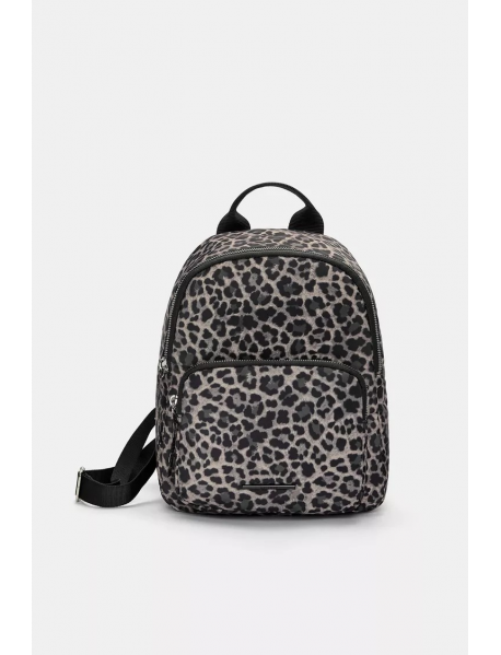 Leopar desenli naylon sırt çantası