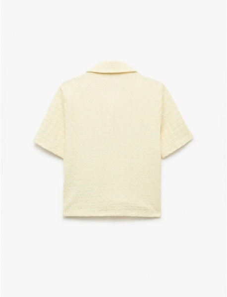 Bürümcük Kumaş Düğmeli Slim Fit Kısa Kollu Gömlek