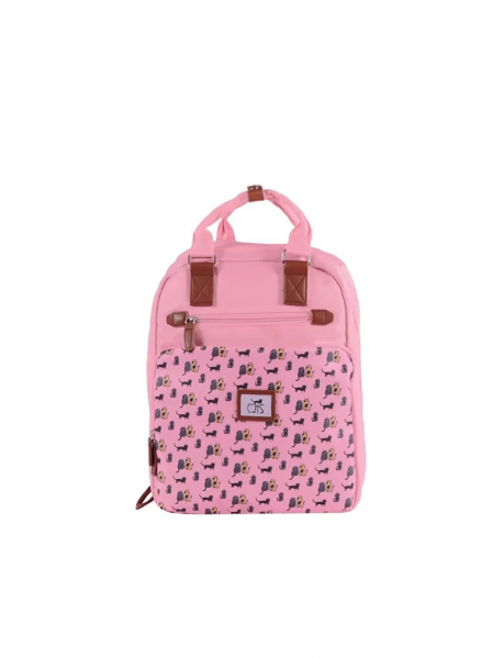 Cats Laptop Kadın Sırt Çantası, Fermuar Detaylı, Geniş Hacimli, Su Geçirmez, Pembe