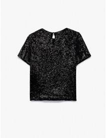 Pullu Payetli Kısa Kollu Abiye Bluz