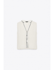 KONTRAST ŞERİTLİ PİLİSELİ BLUZ