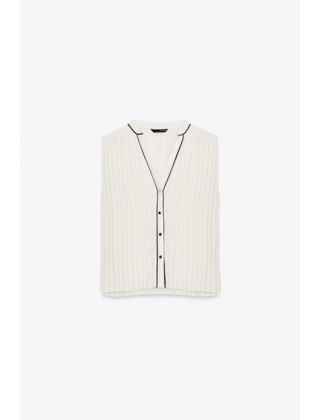 KONTRAST ŞERİTLİ PİLİSELİ BLUZ