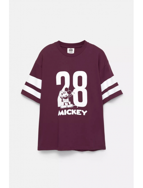 Kısa kollu Mickey Mouse baskılı t-shirt