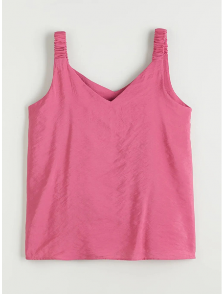 Pembe V Yaka Askılı Modal Karışımlı Bluz