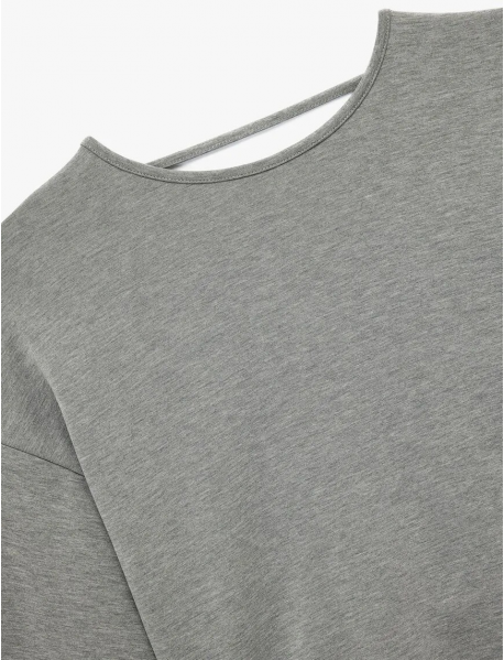 Modal Kumaş Kayık Yaka Uzun Kollu Arkası Pencere Detaylı Sweatshirt