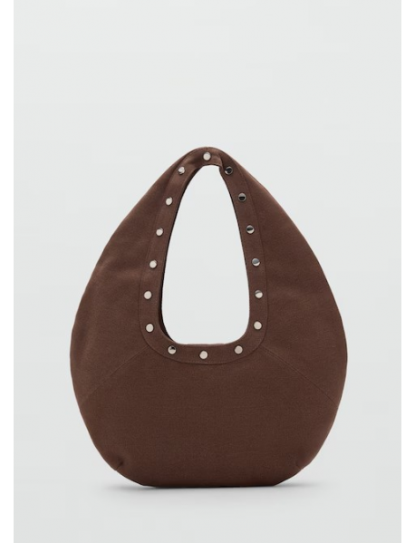 Zımba detaylı oval omuz çantası