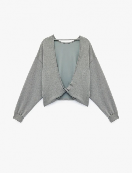 Modal Kumaş Kayık Yaka Uzun Kollu Arkası Pencere Detaylı Sweatshirt