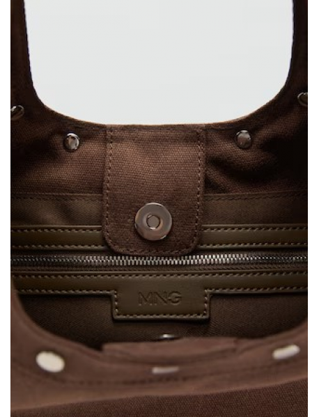 Zımba detaylı oval omuz çantası