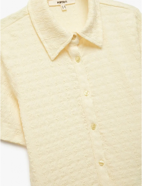 Bürümcük Kumaş Düğmeli Slim Fit Kısa Kollu Gömlek