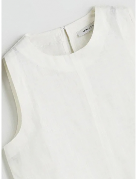 Bisiklet Yaka %100 Keten Bluz