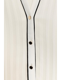 KONTRAST ŞERİTLİ PİLİSELİ BLUZ