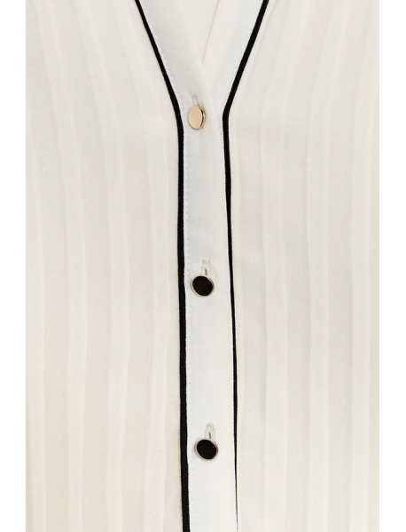 KONTRAST ŞERİTLİ PİLİSELİ BLUZ