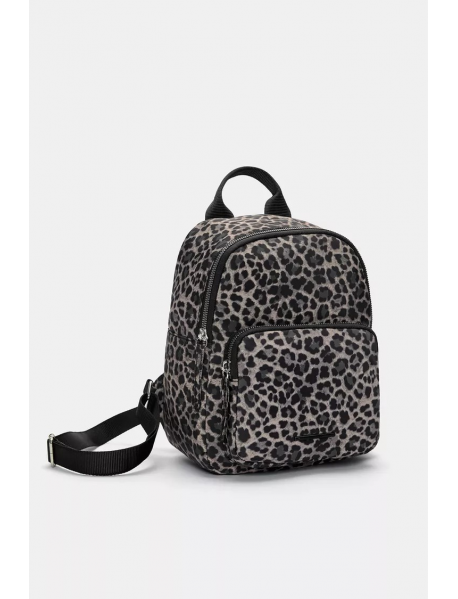Leopar desenli naylon sırt çantası