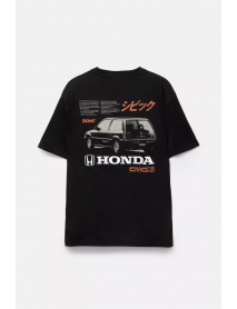Kısa kollu ve Honda baskılı t-shirt