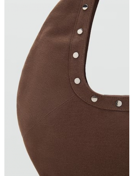 Zımba detaylı oval omuz çantası