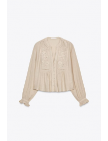 FİSTO İŞLEMELİ KISA BLUZ