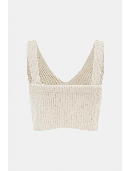 Pamuk karışımlı kumaştan üretilen natürel renkli Vakko büstiyer, V yakalıdır.