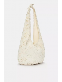 Çiçek detaylı kumaş omuz çantası