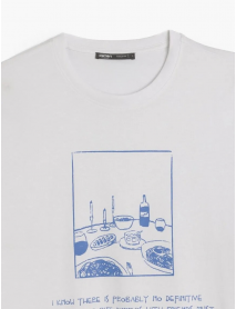 Kısa Kollu Pamuklu Regular Fit Bisiklet Yaka Baskılı Tişört