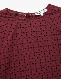 Koton X Melis Ağazat - Pamuklu Astarlı Brodeli Fistolu Kısa Kollu Bisiklet Yaka Bluz