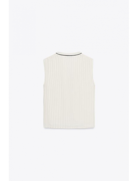 KONTRAST ŞERİTLİ PİLİSELİ BLUZ