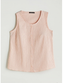 Pembe Bisiklet Yaka Çizgili Poplin Bluz