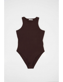 Kadın Halter Yaka Çıtçıtlı Body 972 - Kahverengi