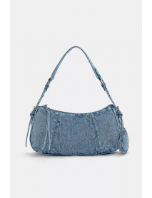Denim süs detaylı omuz çantası