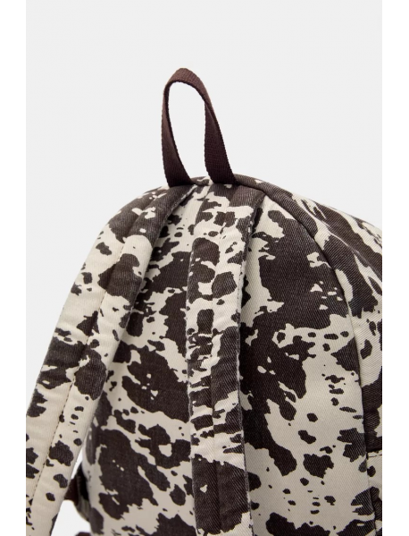 İnek desenli kanvas sırt çantası