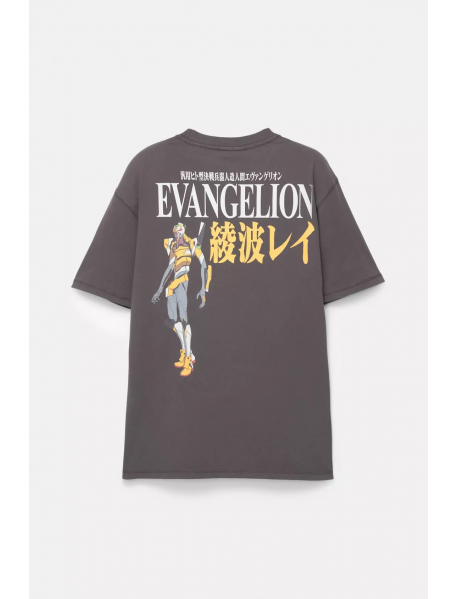 Evangelion lisanslı gri t-shirt