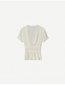 Kısa kollu büzgülü bağcıklı gömlek