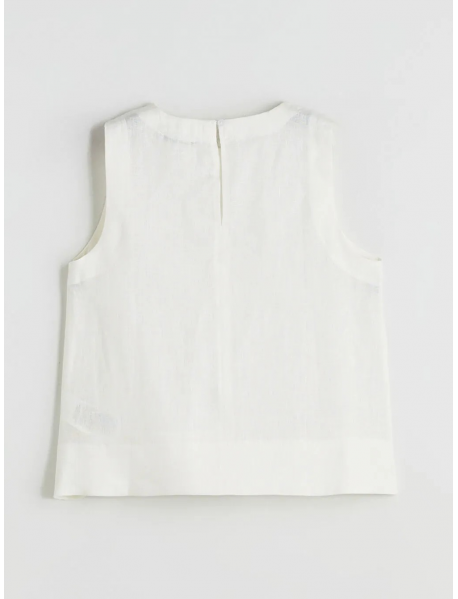 Bisiklet Yaka %100 Keten Bluz