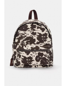 İnek desenli kanvas sırt çantası