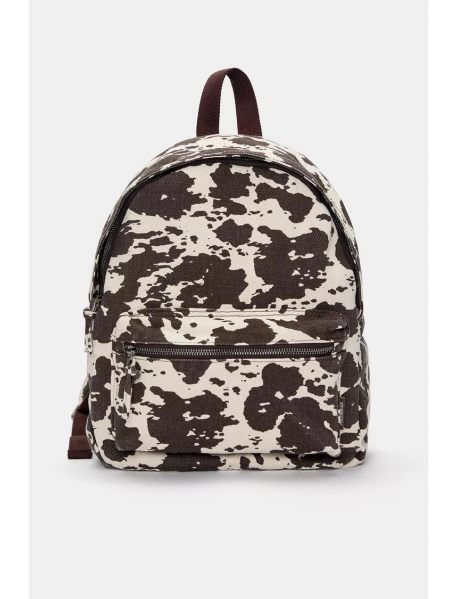 İnek desenli kanvas sırt çantası