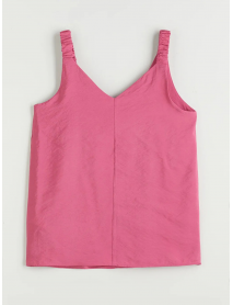 Pembe V Yaka Askılı Modal Karışımlı Bluz
