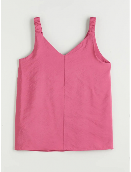 Pembe V Yaka Askılı Modal Karışımlı Bluz