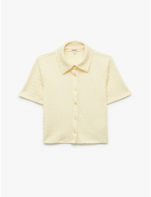 Bürümcük Kumaş Düğmeli Slim Fit Kısa Kollu Gömlek