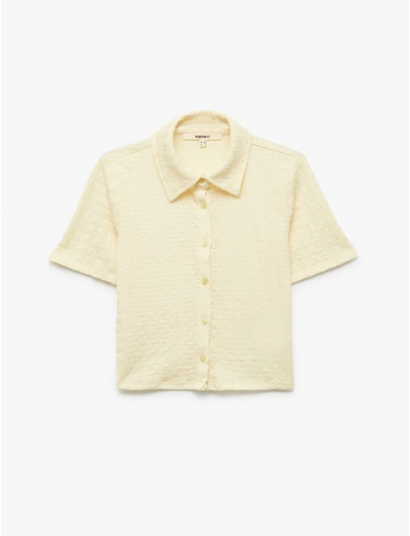 Bürümcük Kumaş Düğmeli Slim Fit Kısa Kollu Gömlek