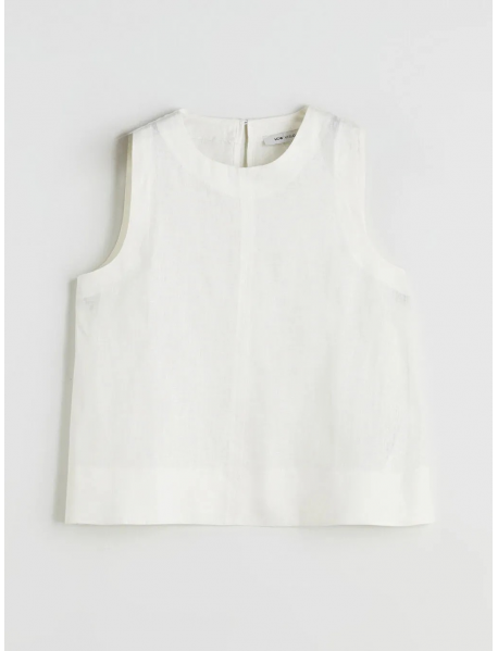 Bisiklet Yaka %100 Keten Bluz